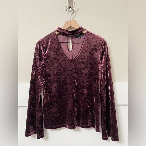 Sanctuary Velvet Texture Flare Sleeves Fall Inspired Plum Blouse Size Small - Picture 3 of 10